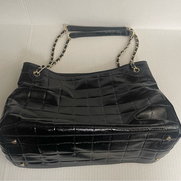 Tory Burch Black Quilted Patent Leather Marion Tote Bag - Picture 3 of 11